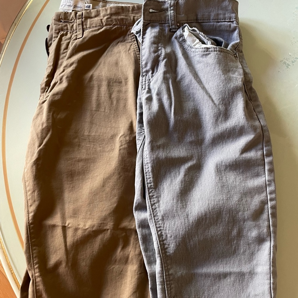 Men Slim Khaki Pants BOGO Jean Pants set H&M brown grey gray